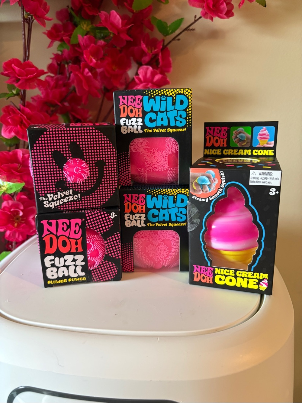 Wild Cats & Fuzz Ball Pink Party Stress Toys - NeeDoh Brand